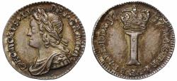 World Coins - George II 1757 silver Penny, young head, NGC MS62