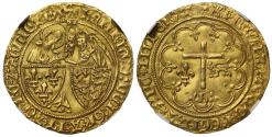 World Coins - Henry VI gold Salut d'Or Amiens Mint MS63, mm paschal lamb