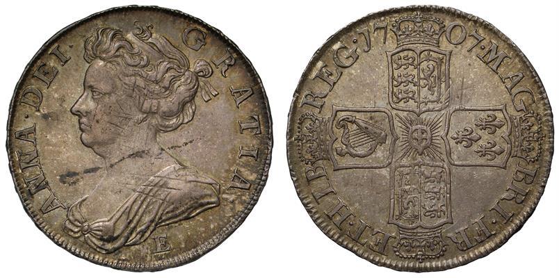 Anne 1707 E Halfcrown, Edinburgh Mint | European Coins