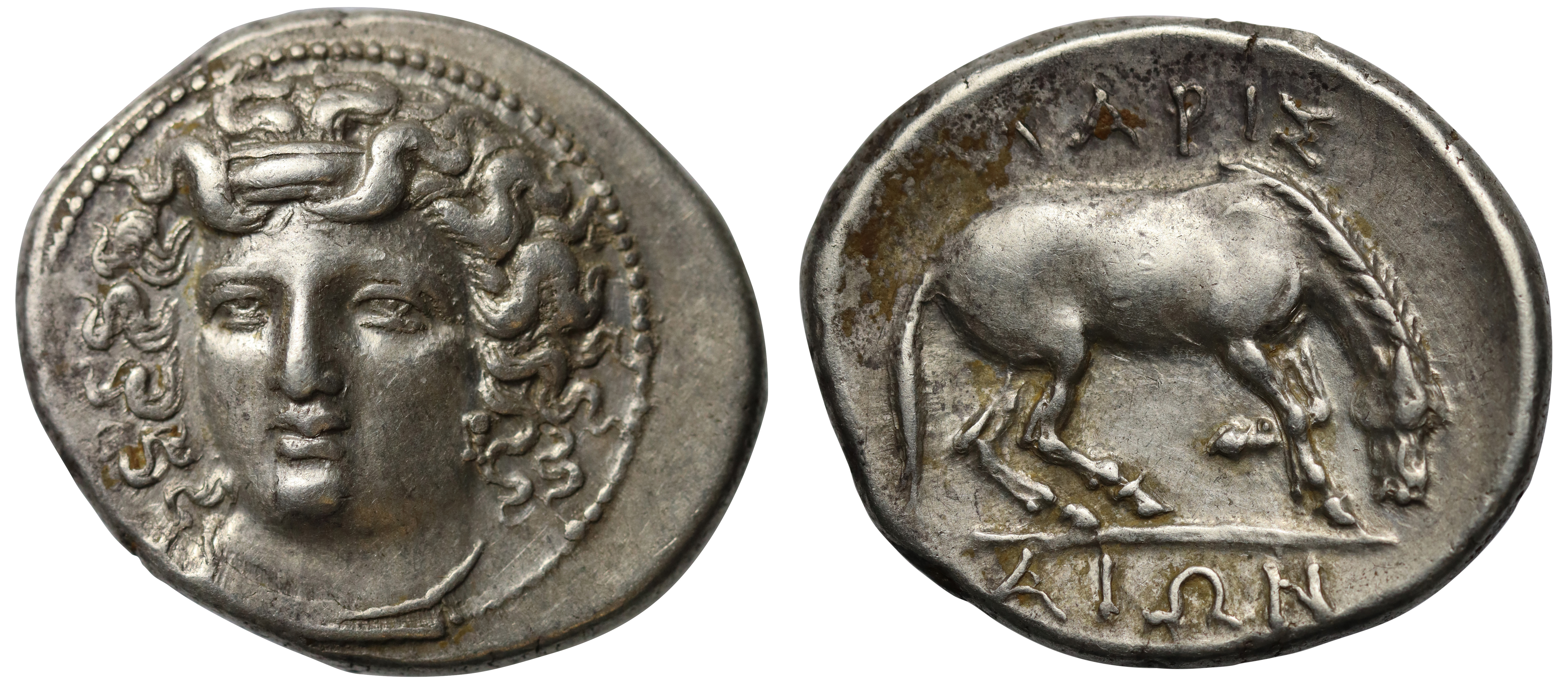 Thessaly, Larissa, silver Drachm, NGC Ch XF 5/5 4/5. | Greek Coins
