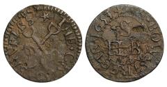 World Coins - London 17th century Token Westminster, Bow Street, the cross shovels, 1653