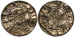 World Coins - Canute helmet type Penny, Bruton Mint, moneyer Aelfhelm