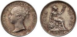 World Coins - Victoria 1845 silver Groat, young head