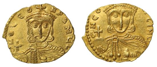 Leo III and Constantine V gold Solidus, Syracuse | Byzantine Coins