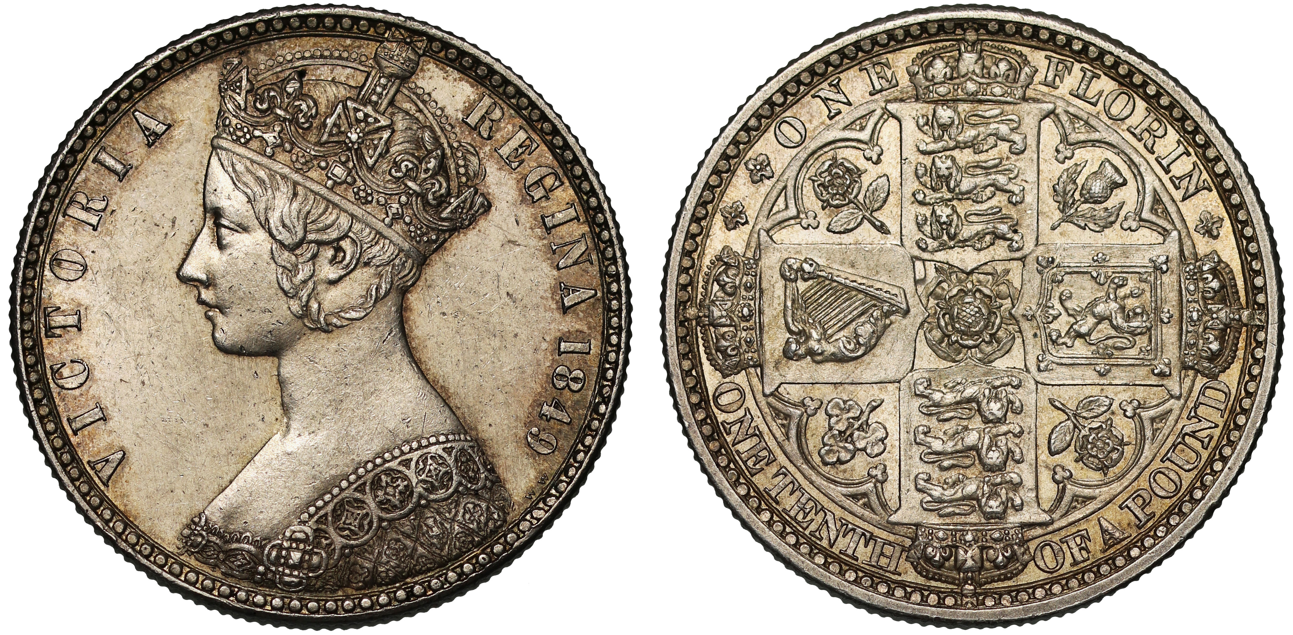 Victoria 1849 Godless Florin | European Coins