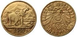 World Coins - German East Africa, 15-Rupien, 1916-T AU Details