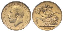 World Coins - George V 1928 P Sovereign Perth Mint MS61
