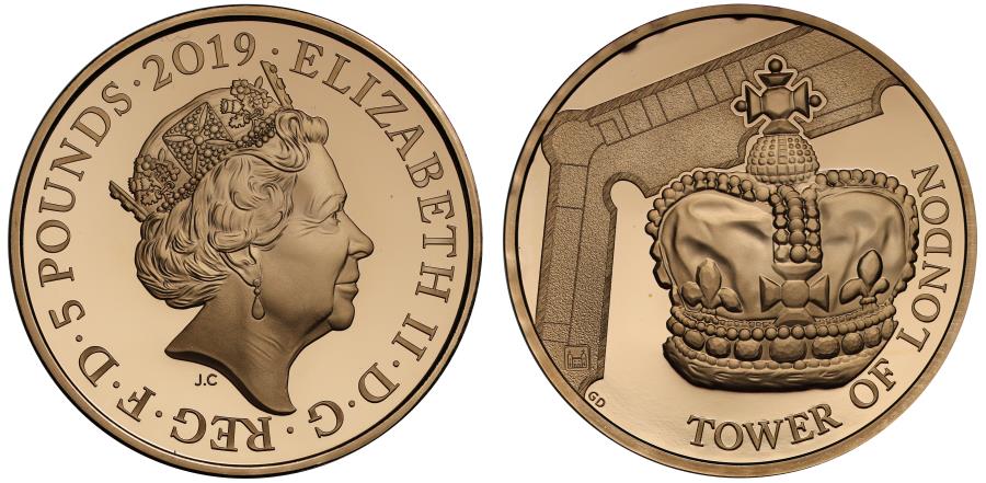Elizabeth II 2019 proof Five Pounds Tower of London The