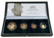 World Coins - Elizabeth II 2005 4-coin proof Set, Noad one year type, COA 009