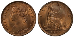 World Coins - Victoria 1891 Farthing