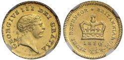 World Coins - George III 1810 Third-Guinea, third type second head AU58