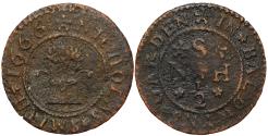 World Coins - 17th Century London, Baldwins Garden, Nicholas Smith Halfpenny 1666