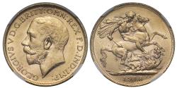 World Coins - George V 1918 P Sovereign Perth Mint graded MS61