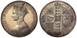 World Coins - Victoria 1847 proof Gothic Crown, NGC PF62, lettered edge UNDECIMO