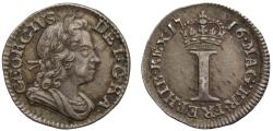 World Coins - George I 1716 silver Penny, stop after date