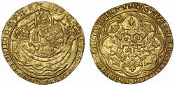 World Coins - Edward III gold Noble, 4th Coinage, Pre Treaty Period, Series G, no REX legend, MS62