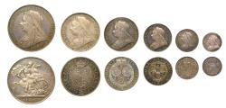 World Coins - Victoria 1893 silver proof Set (Crown-Threepence) PR62-PR65