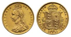 World Coins - Victoria 1889 Jubilee head Half-Sovereign Sydney DISH S507 low shield R3