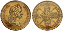 World Coins - Charles II 1673 Five-Guineas, first bust, PCGS AU50