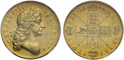 World Coins - Charles II 1684/3 Five-Guineas, second head, final date, AU58