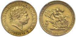 World Coins - George III 1818 Sovereign, ascending colon variety, AU55