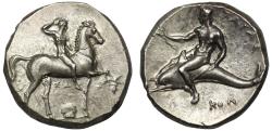 Ancient Coins - Calabria, Tarentum, Silver Nomos.