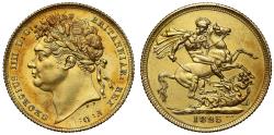 World Coins - George IV 1825 Sovereign, laureate head - last issue, very rare
