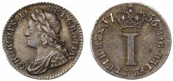 World Coins - George II 1756 silver Penny, young head, NGC AU55