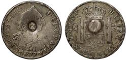 World Coins - George III oval countermark on Potosi 1779-PR 9 over 7, 4-Reales NGC VF30