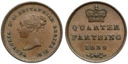 World Coins - Victoria 1839 copper Quarter-Farthing