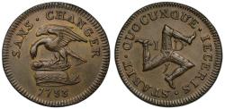 World Coins - Isle of Man, James Stanley, 1733 bronze Penny