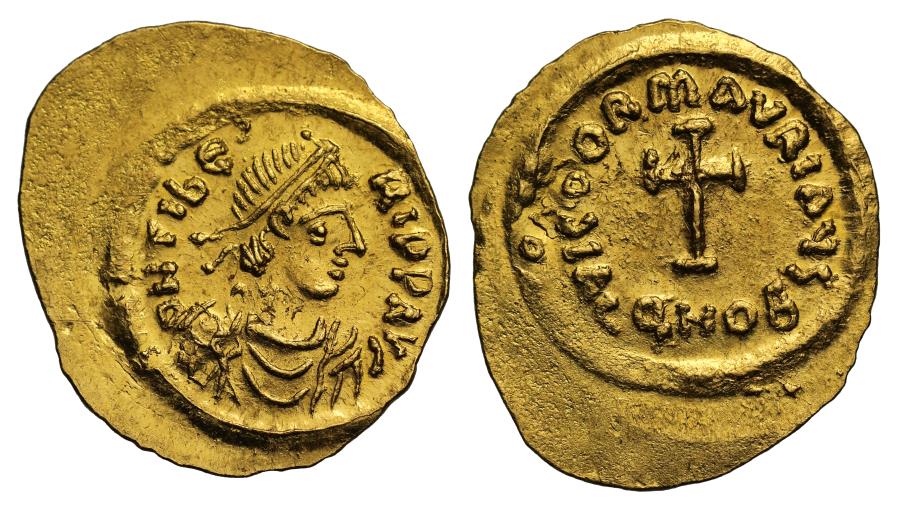 Maurice Tiberius, Gold Tremissis, Mint of Constantinople