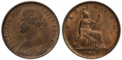 World Coins - Victoria 1867 Farthing