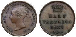World Coins - Victoria 1839 copper Half-Farthing