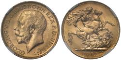World Coins - George V 1919-P Sovereign Perth Mint MS63
