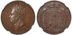 World Coins - George IV 1824 copper pattern Two-Pounds PF63BN, highest rarity
