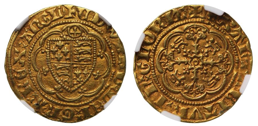 Edward III gold Quarter-Noble Calais mint AU55 | European Coins