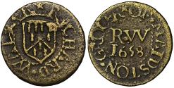 World Coins - 17th Century Farthing Token, Kent, Maidstone, Richard Walker, Grocer, 1658