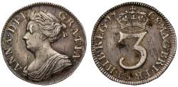 World Coins - Anne 1708 Threepence, Post-Union issue