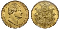 World Coins - William IV 1832 Sovereign, second bust, NGC MS63