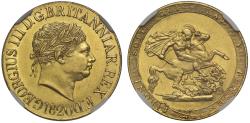 World Coins - George III 1820 Sovereign MS61, last year for reign, open 2 in date