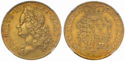 World Coins - George II 1753 Two-Guineas, old head, final date AU55 - 2nd finest graded