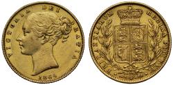 World Coins - Victoria 1869 Sovereign, die number 30, young head, shield reverse