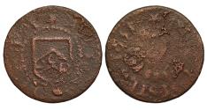 World Coins - 17th Century Kent Farthing, Rochester, Alice Cobham, 1651 Family arms