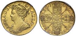 World Coins - Anne 1714 Guinea, 3rd bust, MS64, 2nd finest, ex Long Island