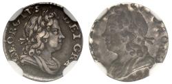 World Coins - George I silver Penny obverse Brockage error, NGC XF40 plate coin