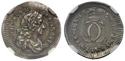 World Coins - Charles II 1679 silver Twopence NGC AU58 error large flan, plate coin