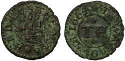 World Coins - 17th Century Token, Dorset, Weymouth, Thomas Hide, Farthing, 1664, a ship