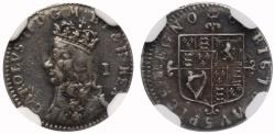 World Coins - Charles II silver Penny, undated 1st milled issue NGC AU50