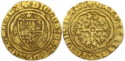 World Coins - Richard II Quarter-Noble, type IVa with escallop over shield, final issue of reign